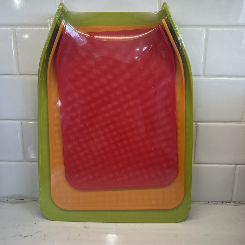 PP Compact Curved Chopping/Cutting Boards Set of 3 New Green Orange‎ Red 3 sizes